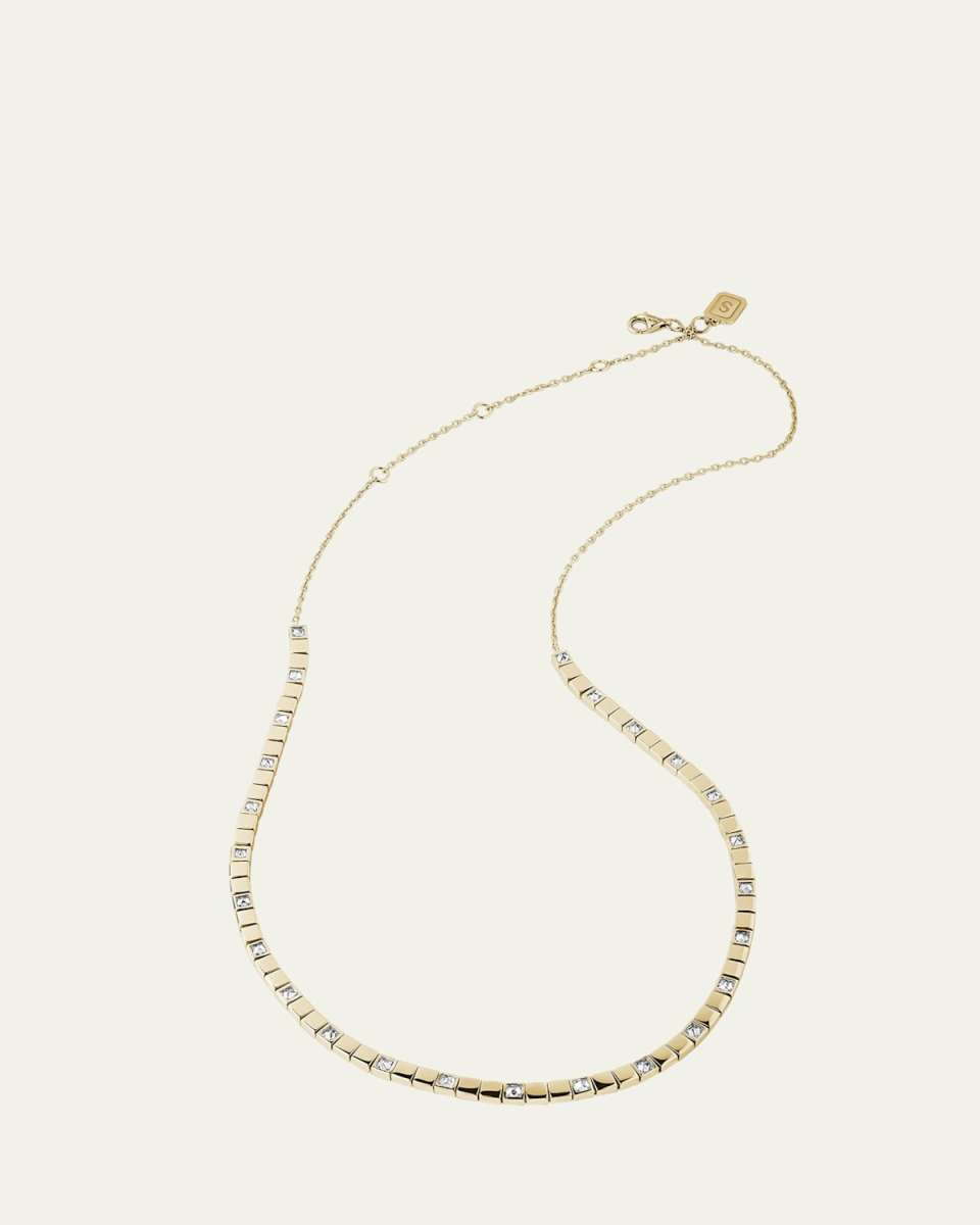 Be Spiked 18K Yellow Gold Diamond Tennis Necklace